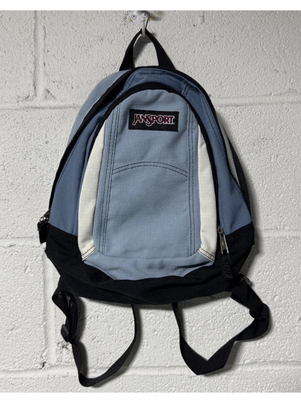 Vintage 90s Y2K Jansport Mini Backpack Bookbag Light Blue Black READ